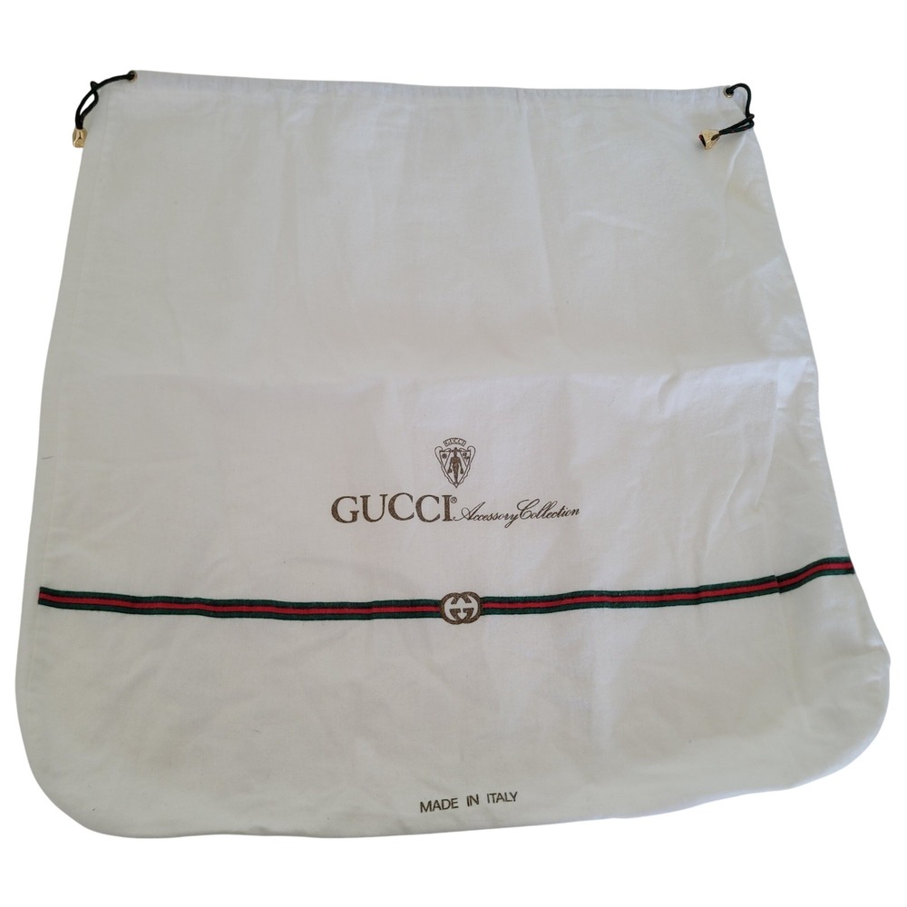 Gucci Accessory Collection Vintage White Cotton Dust Bag Web Stripe Made in Ital